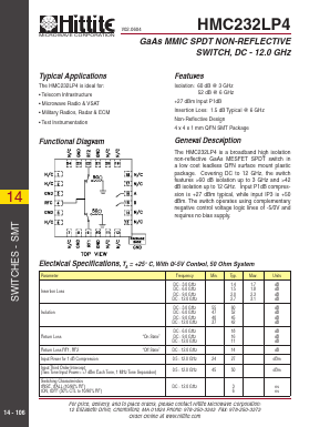 HMC232LP4 Datasheet PDF Hittite Microwave