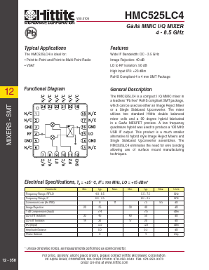 HMC525LC4 Datasheet PDF Hittite Microwave