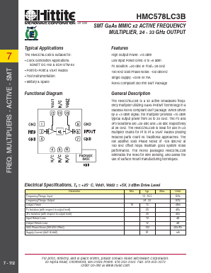 HMC578LC3B Datasheet PDF Hittite Microwave