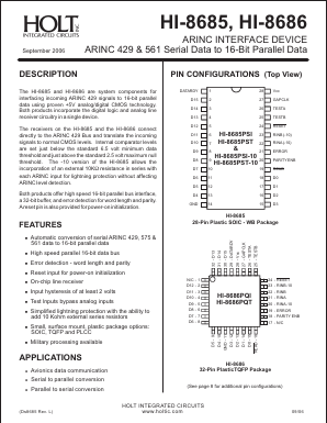HI-8685 Datasheet PDF Holt Integrated Circuits