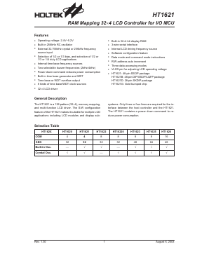 HT1621D Datasheet PDF Holtek Semiconductor