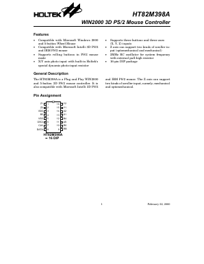 HT82M398A Datasheet PDF Holtek Semiconductor