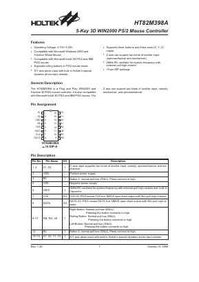 HT82M398A Datasheet PDF Holtek Semiconductor