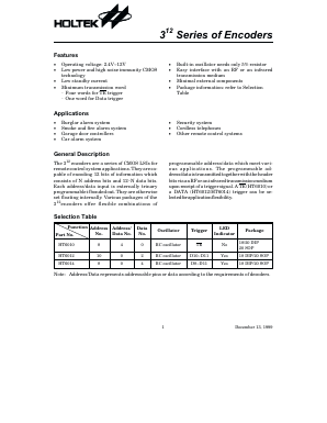 HT6012-18 Datasheet PDF Holtek Semiconductor