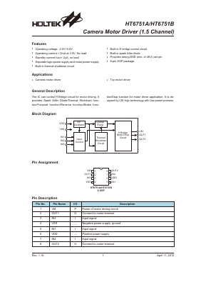 HT6751B Datasheet PDF Holtek Semiconductor