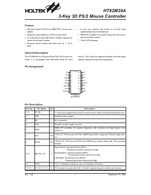 HT82M39A_05 Datasheet PDF Holtek Semiconductor