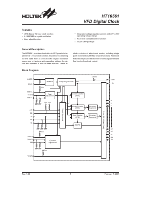 HT16561 Datasheet PDF Holtek Semiconductor