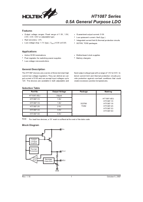 HT1087-50 Datasheet PDF Holtek Semiconductor