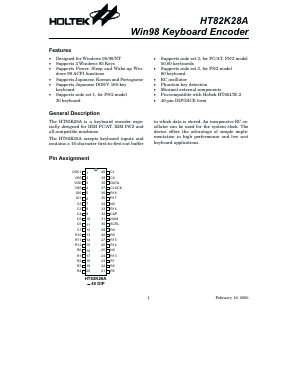 HT82K28 Datasheet PDF Holtek Semiconductor