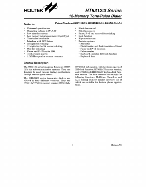 HT9312B Datasheet PDF Holtek Semiconductor