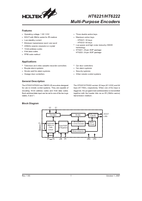 HT6221 Datasheet PDF Holtek Semiconductor