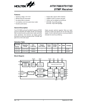HT9170B Datasheet PDF Holtek Semiconductor