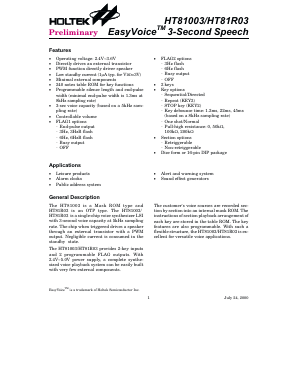 HT81R03-00 Datasheet PDF Holtek Semiconductor