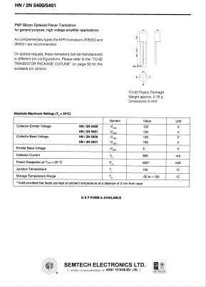 2N5400 Datasheet PDF Honey Technology