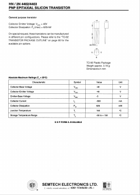 2N4403 Datasheet PDF Honey Technology