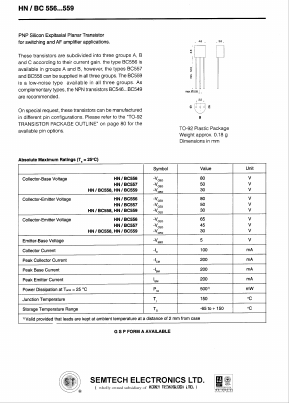 BC556 Datasheet PDF Honey Technology