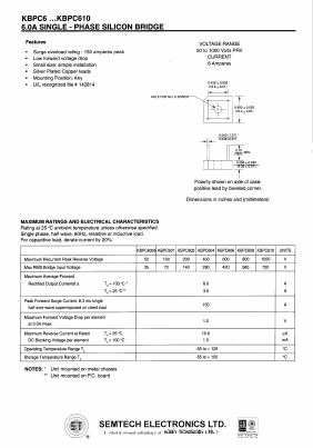 KBPC601 Datasheet PDF Honey Technology