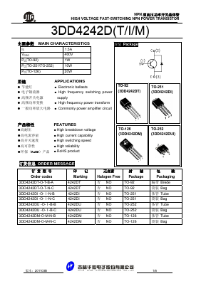 3DD4242DT-O-T-B-A Datasheet PDF Jilin Sino-Microelectronics