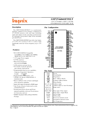 GM72V66841ELT Datasheet PDF Hynix Semiconductor
