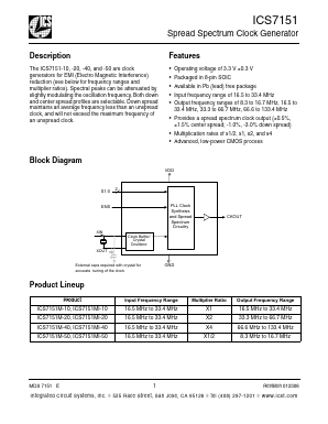 ICS7151M-10 Datasheet PDF Integrated Circuit Systems