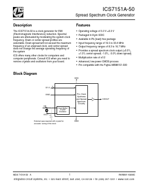 ICS7151AM-50T Datasheet PDF Integrated Circuit Systems