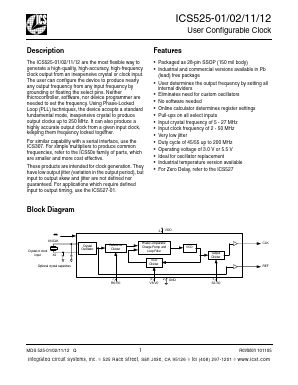 ICS525R-11 Datasheet PDF Integrated Circuit Systems