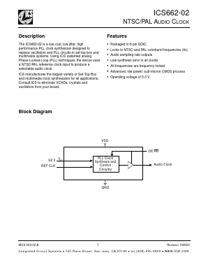 ICS662M-02TR Datasheet PDF Integrated Circuit Systems
