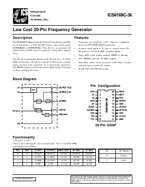 ICS9169C-36 Datasheet PDF Integrated Circuit Systems