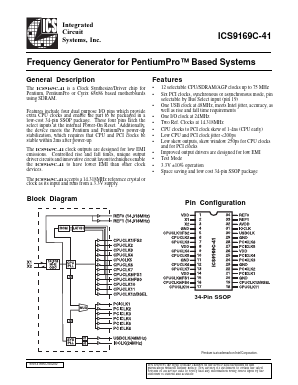 ICS9169C-41 Datasheet PDF Integrated Circuit Systems