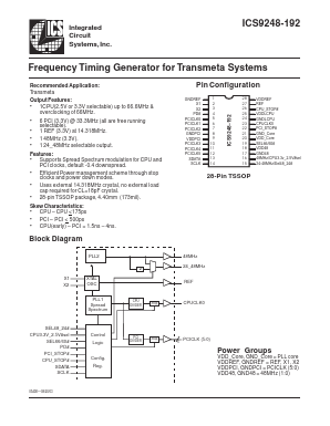 ICS9248YG-192-T Datasheet PDF Integrated Circuit Systems
