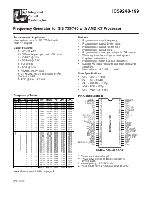 ICS9248YF-199-T Datasheet PDF Integrated Circuit Systems