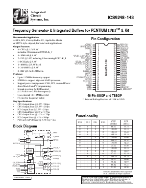 ICS9248-143 Datasheet PDF Integrated Circuit Systems