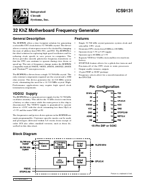 ICS9131-01CN16 Datasheet PDF Integrated Circuit Systems
