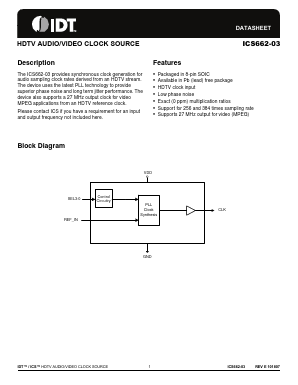 ICS662M-03LFT Datasheet PDF Integrated Device Technology