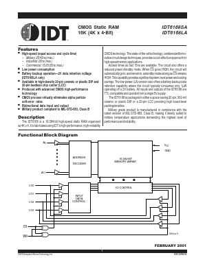 IDT6168LA Datasheet PDF Integrated Device Technology