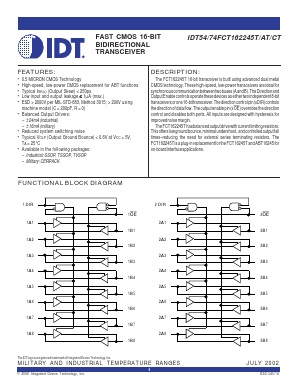 IDT54FCT162245ATPVGB Datasheet PDF Integrated Device Technology