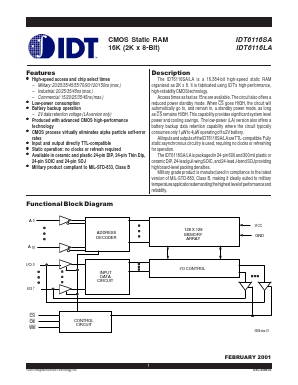 IDT6116LA35TP Datasheet PDF Integrated Device Technology
