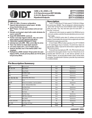 IDT71V3558SA100BGI Datasheet PDF Integrated Device Technology