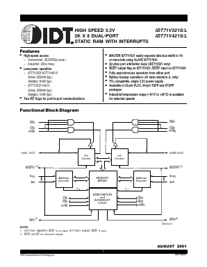 IDT71V421L35TFI Datasheet PDF Integrated Device Technology