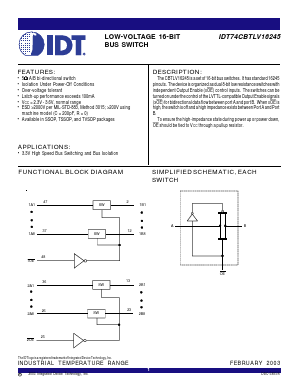 IDT74CBTLV16245PA Datasheet PDF Integrated Device Technology
