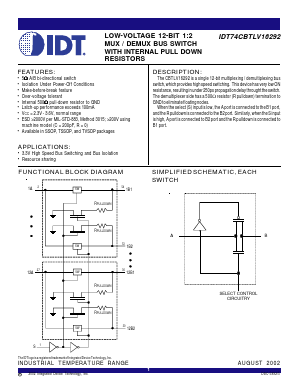 IDT74CBTLV16292 Datasheet PDF Integrated Device Technology