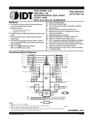 IDT70T659S008BFI Datasheet PDF Integrated Device Technology