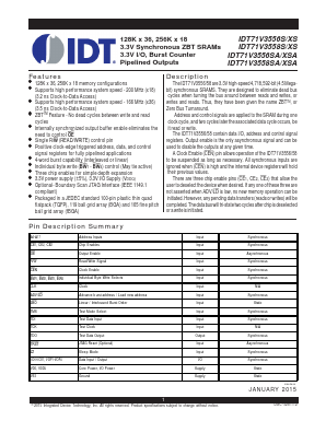 IDT71V3558XSA Datasheet PDF Integrated Device Technology