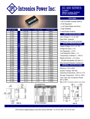 DC600 Datasheet PDF Intronics Power, Inc.
