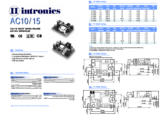 AC10 Datasheet PDF Intronics Power, Inc.