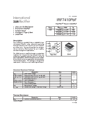 IRF7410PBF Datasheet PDF International Rectifier