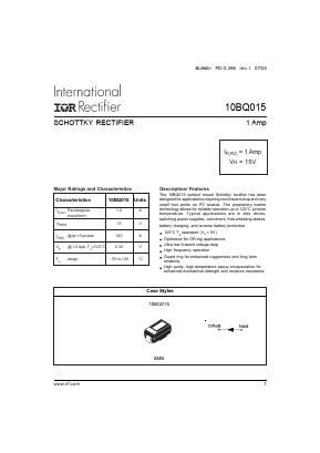 10BQ015TRPBF Datasheet PDF International Rectifier