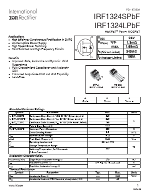 IRF1324LPBF Datasheet PDF International Rectifier