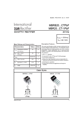 MBR2080-1TRLPBF Datasheet PDF International Rectifier