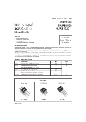 MUR1520CT-1 Datasheet PDF International Rectifier